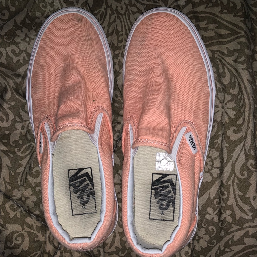 peach slip ons